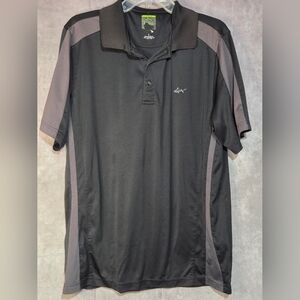 Greg Norman Shark for Tasso Ella Black Golf Polo Shirt Mens Large Play Dry